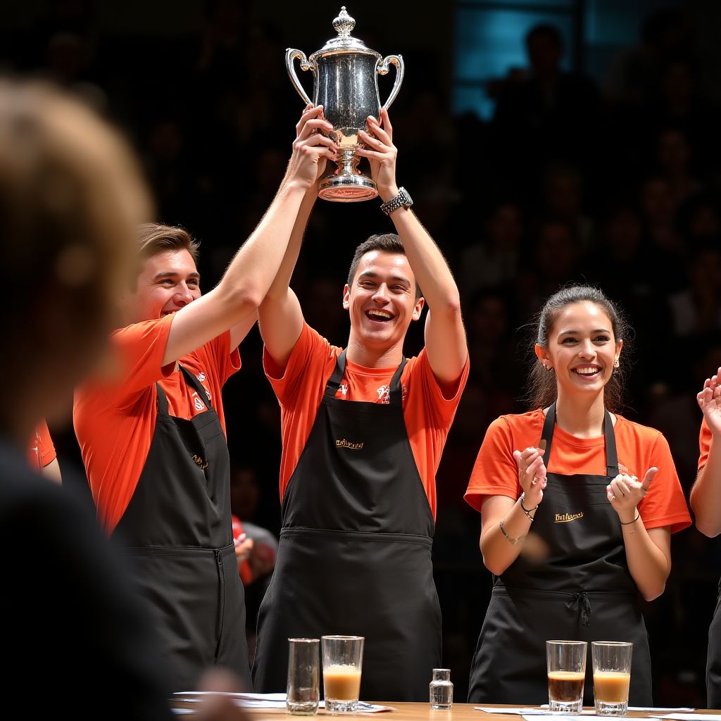 Our team accepting a World Barista Championship trophy