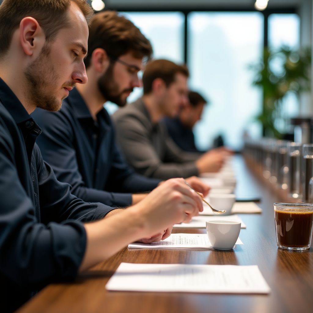 Cupping session with international coffee professionals