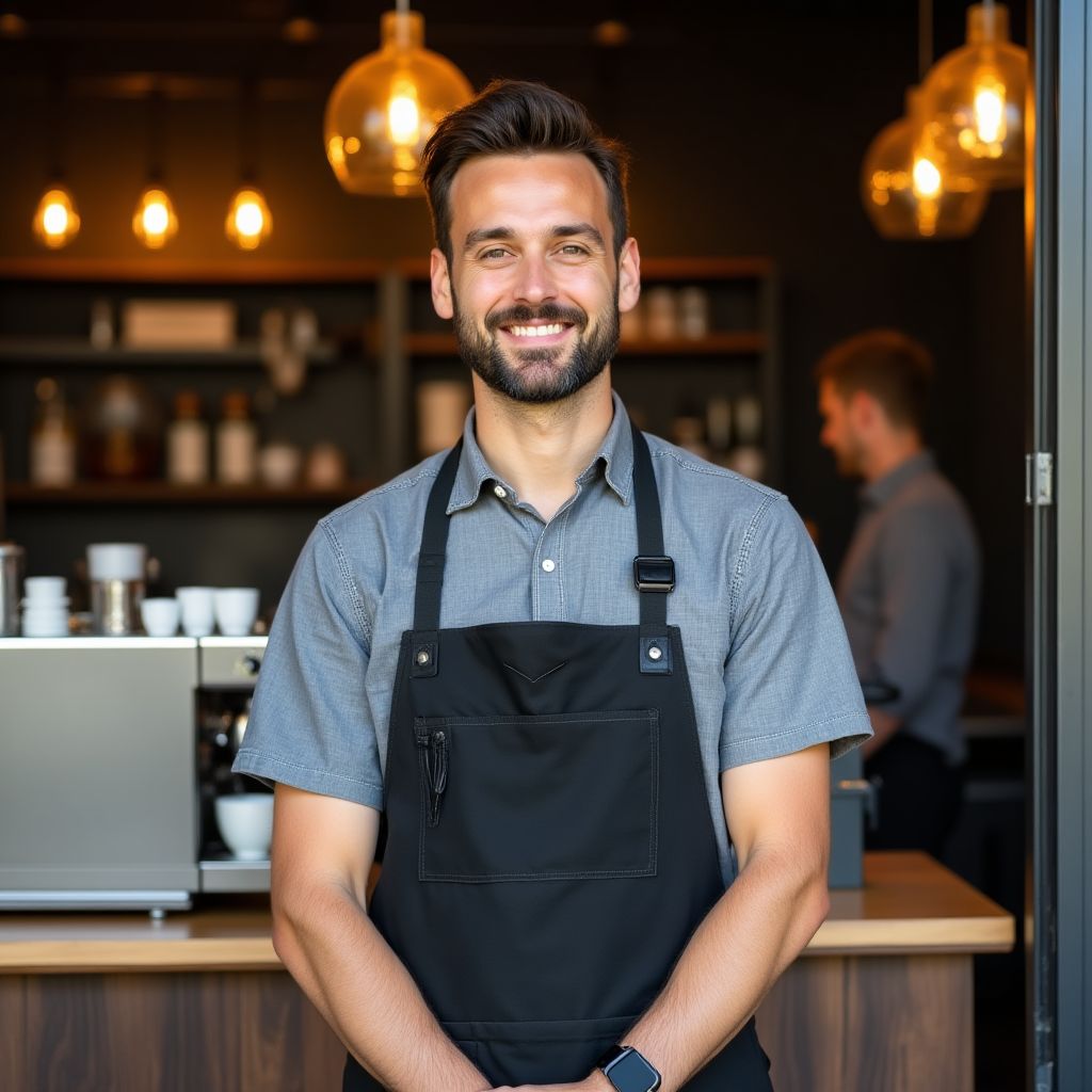 Café owner discussing Australian coffee influence